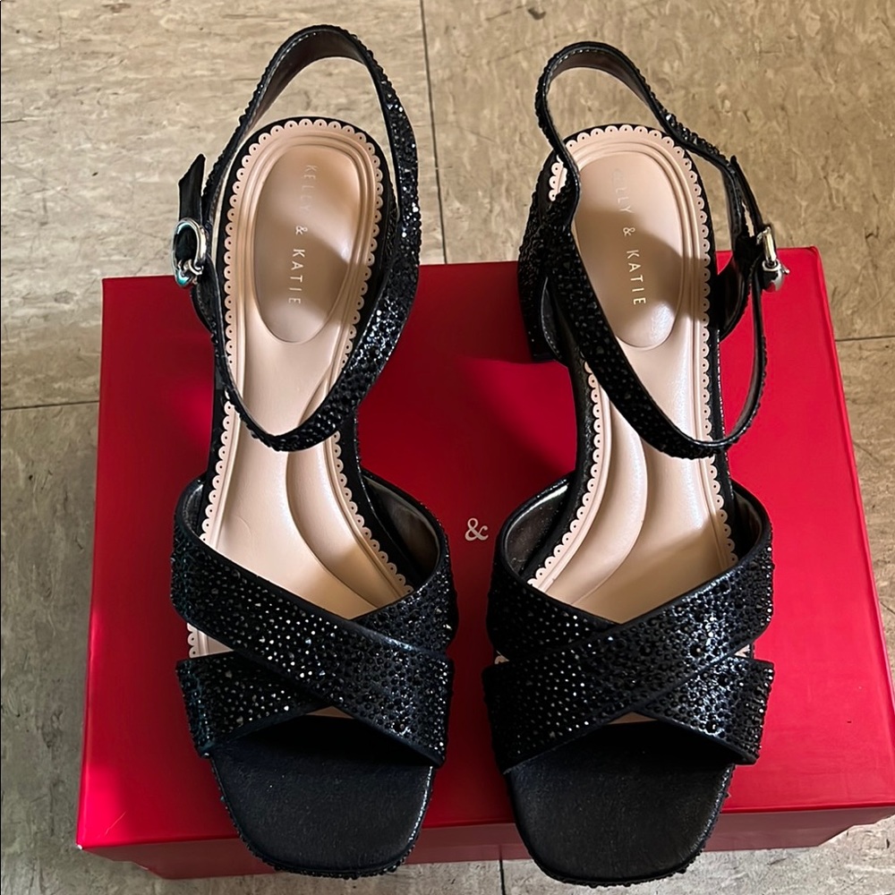 Kelly & Katie Black Glitter Sandals